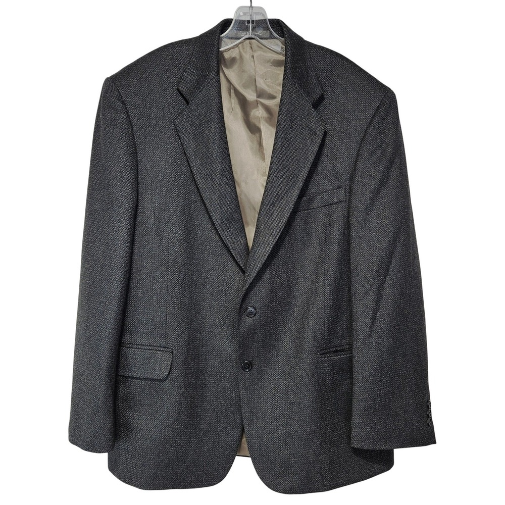 Croft & Barrow Mens Brown Black 100% Lambswool 2-Button Blazer 44R Dark Academia